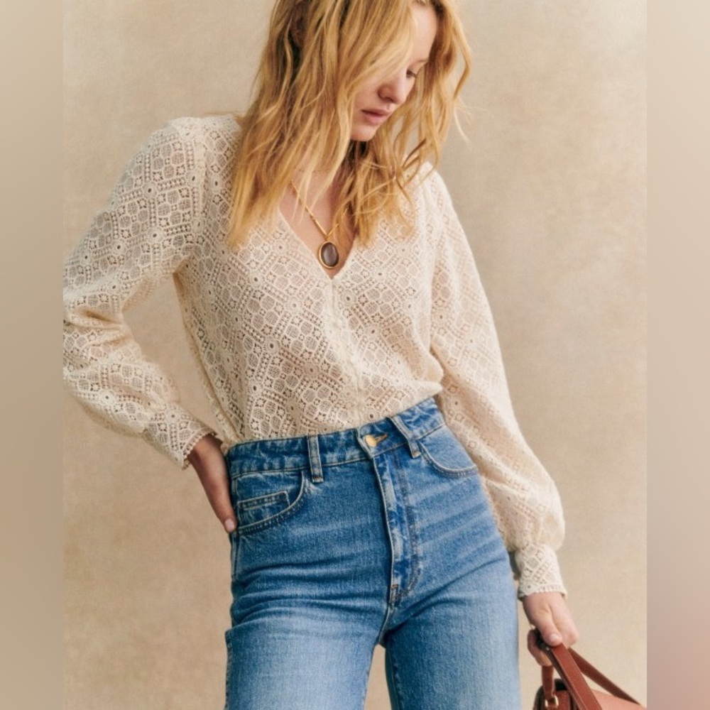 Sézane Gaya cream/ecru lace blouse 38/6